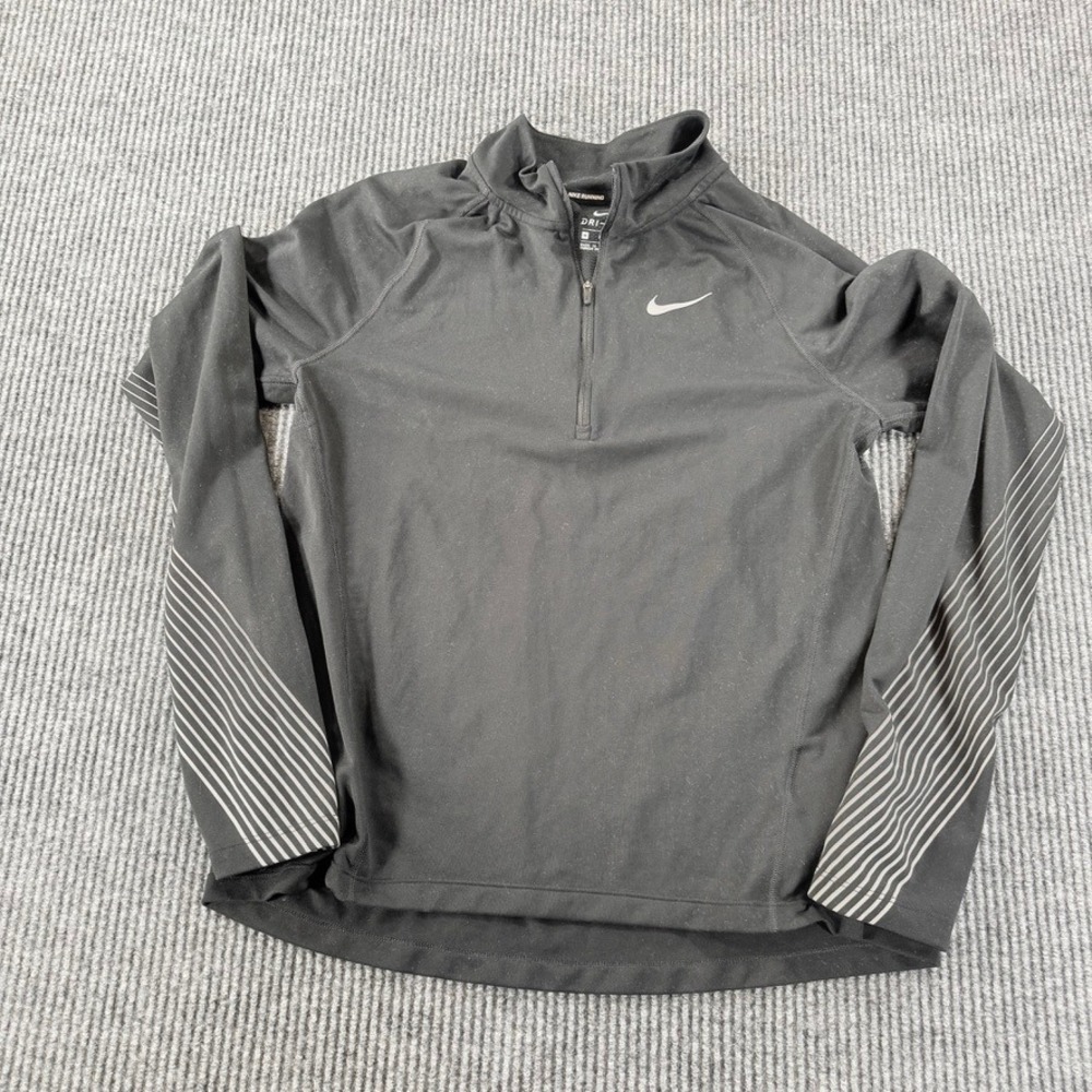 Nike Running Dri-FIT Mens Medium Black Quarter Zip Reflective Pullover Shirt